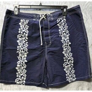 Polo Sport Ralph Lauren Blue White Floral Swim Trunks Board Shorts 38 Pockets